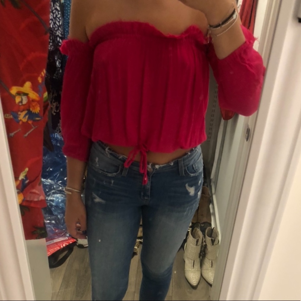 small gab & kate off the shoulder crop top
